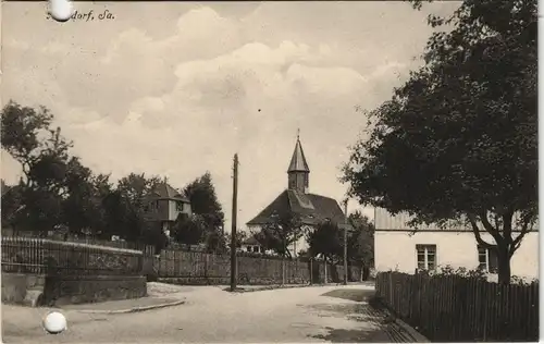 Ansichtskarte Arnsdorf (Sachsen) Straßenpartie - Kirche 1939