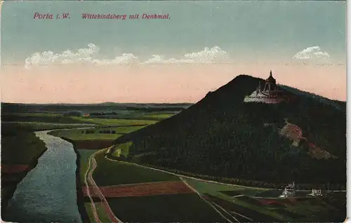 Porta Westfalica Wittekindsberg mit Denkmal Panorama-Ansicht 1910