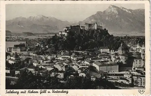 Ansichtskarte Salzburg Panorama Blick mit Hohem Göll u. Untersberg 1939