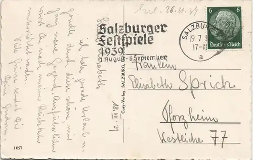 Ansichtskarte Salzburg Panorama Blick mit Hohem Göll u. Untersberg 1939