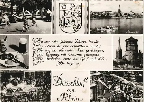 Düsseldorf Mehrbild-AK mit Radschläger, Rhein-Partie uvm. 1963