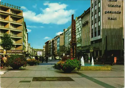 Düsseldorf Schadowstraße, Geschäftsstrasse, kleine Brunnen-Anlage 1970