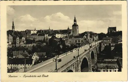 Ansichtskarte Bautzen Budyšin Partie auf der Spreebrücke 1930