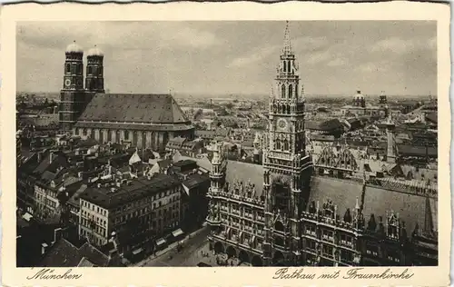Ansichtskarte München Stadt, Rathaus mit Frauenkirche 1934