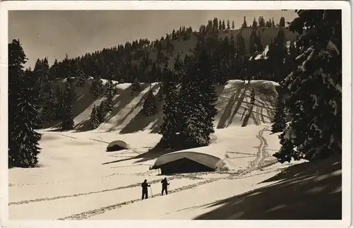 Ansichtskarte Marquartstein Hinteralm am Hochgern, Skiläufer 1937