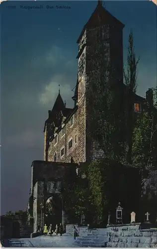 Ansichtskarte Rapperswil-Jona Das Schloß bei Mondschein 1912