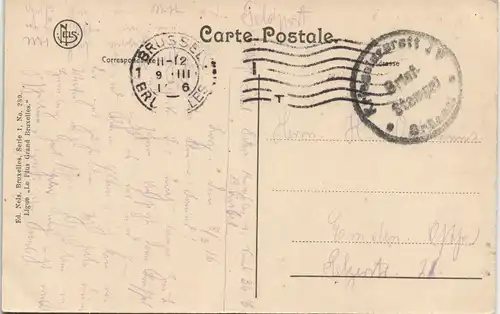 Postkaart Saint-Gilles Parc - Feldpoststempel Kriegslazarett Brüssel 1916