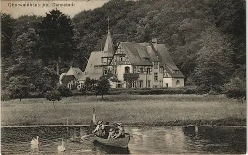 Ansichtskarte Darmstadt Oberwaldhaus, Ruderboot 1913