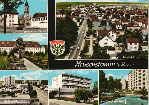 Heusenstamm Mehrbildkarte Schloß-Hotel, Frankfurter Weg, Luftaufnahme uvm. 1973