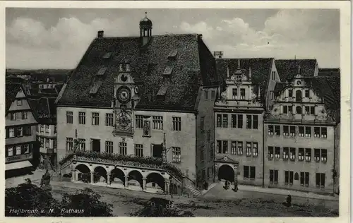 Ansichtskarte Heilbronn Rathaus aus der Vogelschau-Perspektive 1930
