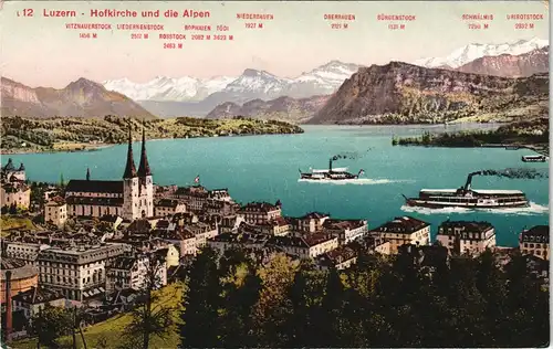 Ansichtskarte Luzern Lucerna Stadt, Dampfer 1909