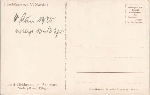 Ansichtskarte Reichenau (Bodensee) Insel Reichenau Niederzell und Bürgl 1928