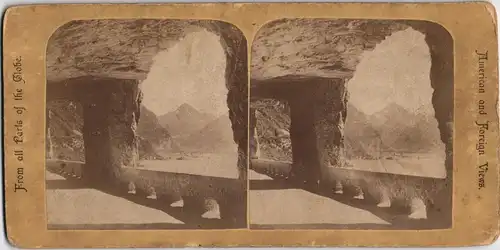 Ansichtskarte Axenstrasse Axenstrasse, CDV Kabinettfoto 1880 3D/Stereoskopie