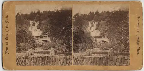 Bad Wilhelmshöhe-Kassel Cassel Wasserfall, CDV Kabibettfoto 1880 3D/Stereoskopie