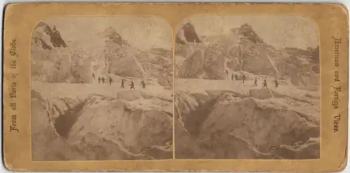 Chamonix-Mont-Blanc Mont Maudit. CDV Kabinettfoto 1881 3D/Stereoskopie