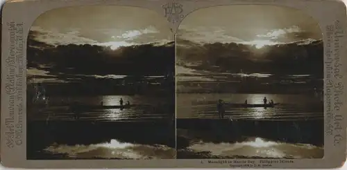 Manila Bay Monnlight Philippine, CDV Kabinettfoto Asia 1902 3D/Stereoskopie