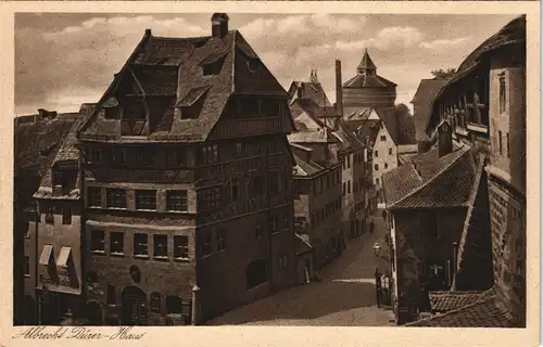 Ansichtskarte Nürnberg Albrecht-Dürer-Haus, Straßenblick 1928