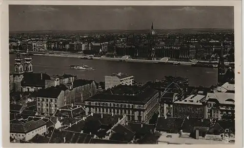 Postcard Budapest Stadtblick - Dampfer 1932