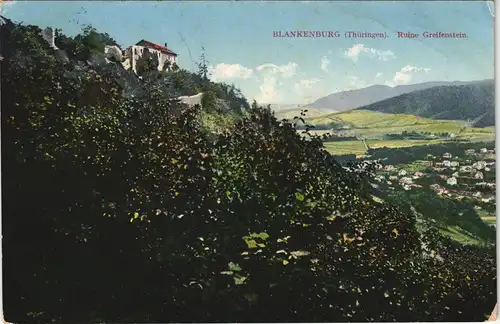 Ansichtskarte Bad Blankenburg Stadt und Ruine Greifenstein 1920