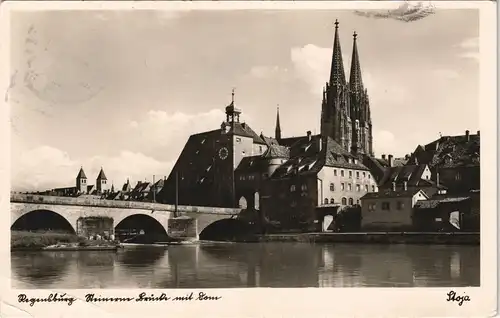 Ansichtskarte Regensburg Steinerne Brücke 1938