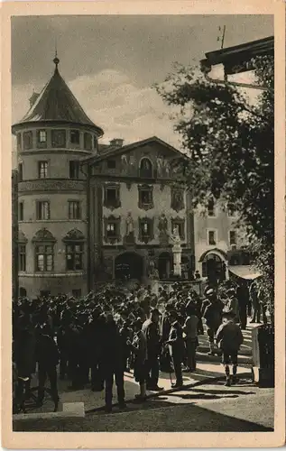 Ansichtskarte Berchtesgaden Marktplatz Sonntags Versammlung 1940