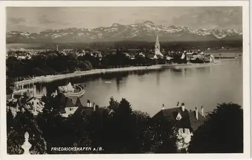 Friedrichshafen Panorama-Ansicht Blick zu den Alpen über den See 1930