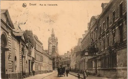 Douai Dowaai Rue de l'Université. gel Stempel Feldpoststation 1917
