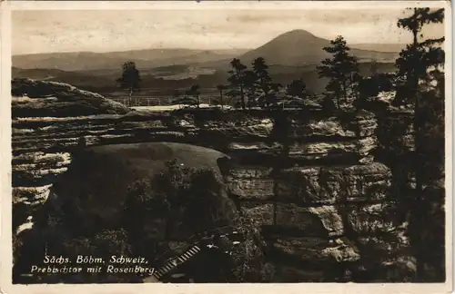 Tetschen-Bodenbach Decín Sächs. Böhm. Schweiz Prebischtor mit Rosenberg 1930
