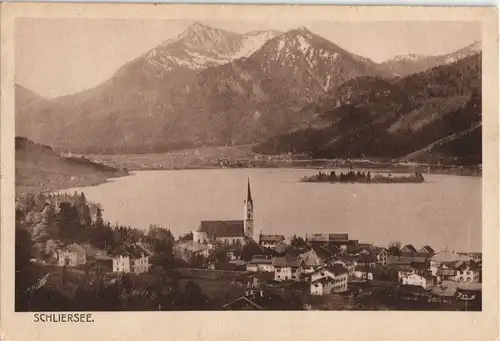 Ansichtskarte Schliersee Blick auf Stadt See und Gebirge 1918
