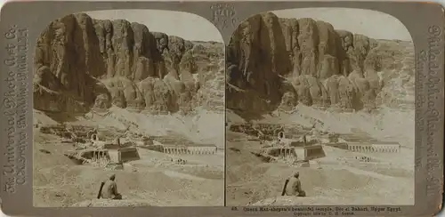 Ägypten   Egypt, Temple Der el Bahari, CDV Kabinettfoto 1902 3D/Stereoskopie