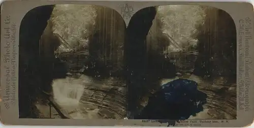Watkins Glen,New York Rainbow Falls,  Waterfall Kabinettfoto 1901  Stereoskopie