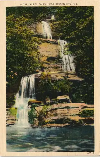 Postcard Bryson City (North California) LAUREL FALLS Wasserfall 1922