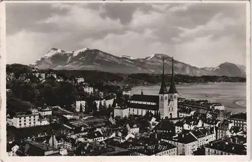 Ansichtskarte Luzern Lucerna Panorama-Ansicht mit Rigi 1938
