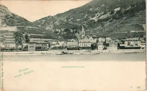 Assmannshausen am Rhein-Rüdesheim (Rhein) Stadt vom Rhein gesehen 1905