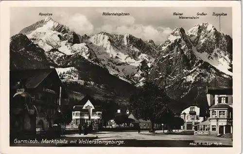 Ansichtskarte Garmisch-Partenkirchen Marktplatz, Wettersteingebirge 1932