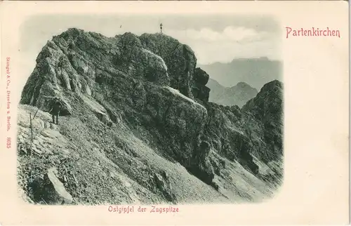 Ansichtskarte Garmisch-Partenkirchen Wanderer und Bergkreuz Ostgipfel 1903