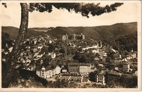 Postcard Karlsbad Karlovy Vary Blick über die Stadt zum Hotel 1941