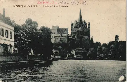 Ansichtskarte Limburg (Lahn) Schloß und Dom, Lahnseite 1922