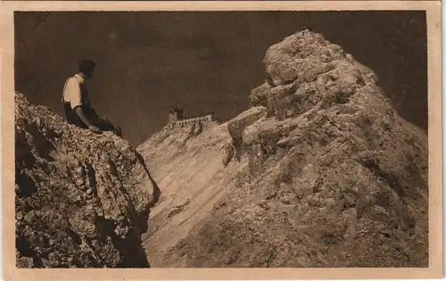 Ansichtskarte Grainau Münchner Haus (Zugspitze) Bergsteiger 1928