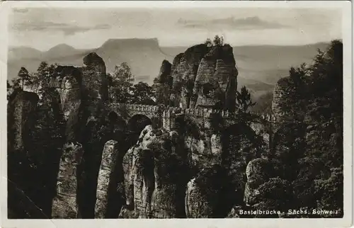 Ansichtskarte Rathen Basteifelsen (Sächsische Schweiz) 1936