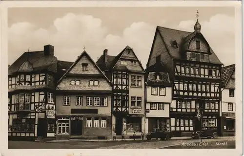 Ansichtskarte Adenau Markt, Geschäfte, Frisör-Geschäft, Autos 1930