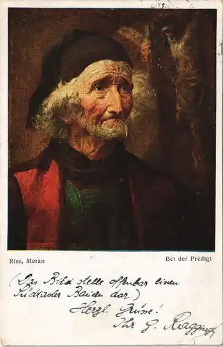 Ansichtskarte  Künstlerkarte Riss (Meran): Bei der Predigt 1930