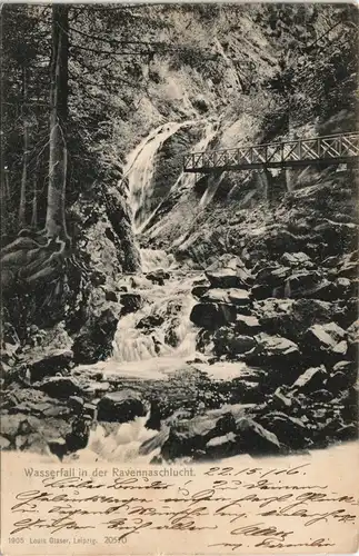 Breitnau Wasserfall in der Ravennaschlucht, Waterfall River-Falls 1906/1905