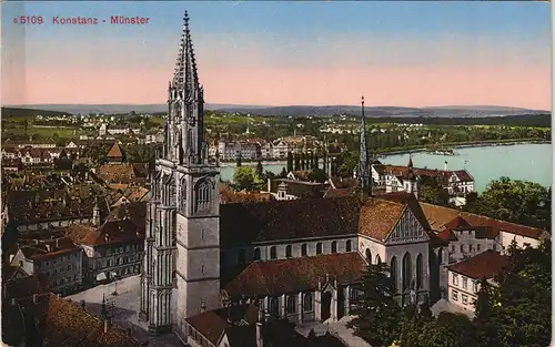 Ansichtskarte Konstanz Münster und Stadt-Panorama 1910