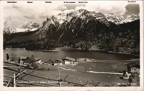Ansichtskarte Mittenwald Lautersee gegen Karwendelgebirge 1941