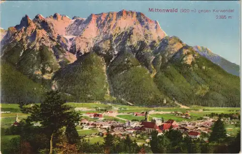 Ansichtskarte Mittenwald Panorama gegen Karwendel 1920