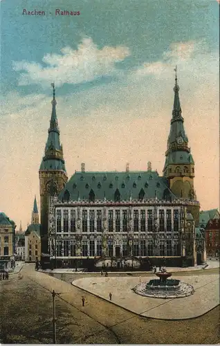 Ansichtskarte Aachen Rathaus Rathausplatz 1910