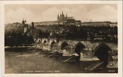 Postcard Prag Praha Karlsbrücke Karlův most Bridge 1940