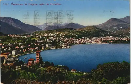 Ansichtskarte Lugano Panorama di Lugano visto da Paradiso 1930