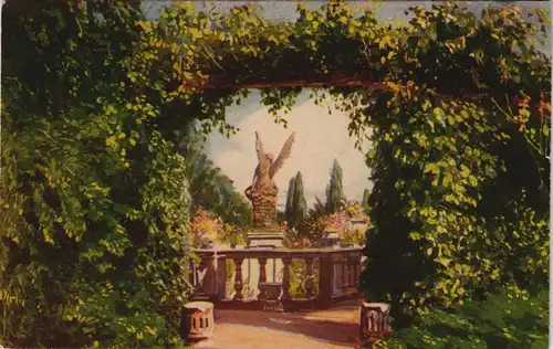 Ansichtskarte Insel Mainau-Konstanz Schlossgarten, Engel - Künstlerkarte 1917